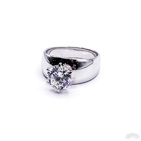 Solitaire Carat Cubic Zirconia Sterling Silver Engagement Ring