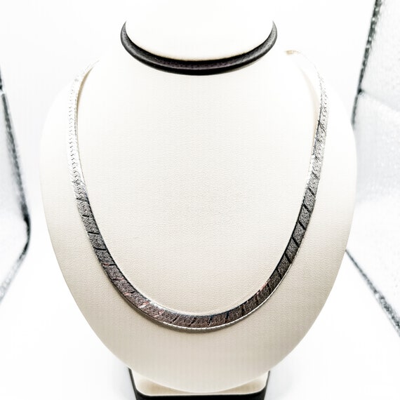 Estate Sterling Silver Herringbone Necklace