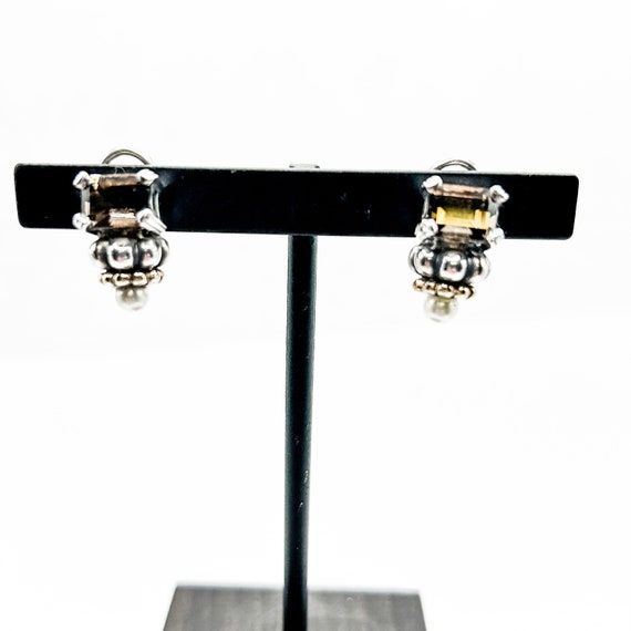 Estate Lagos Caviar Earrings Sterling Silver and 1