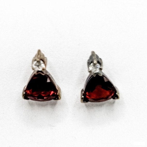 Estate 14k Gold Earrings with Diamond and Garnet S