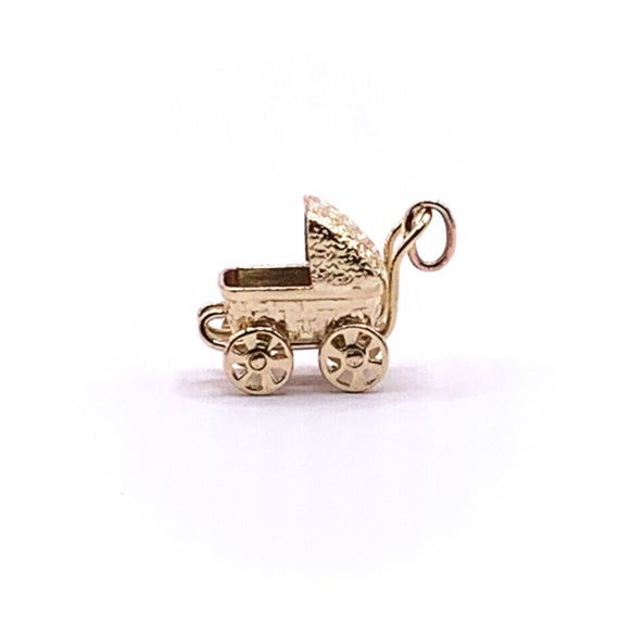 Vintage Baby Carriage Charm 14k Yellow Gold - image 1