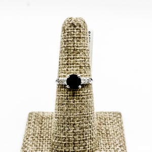 Estate Platinum Ring with Sapphire and Diamonds size 6