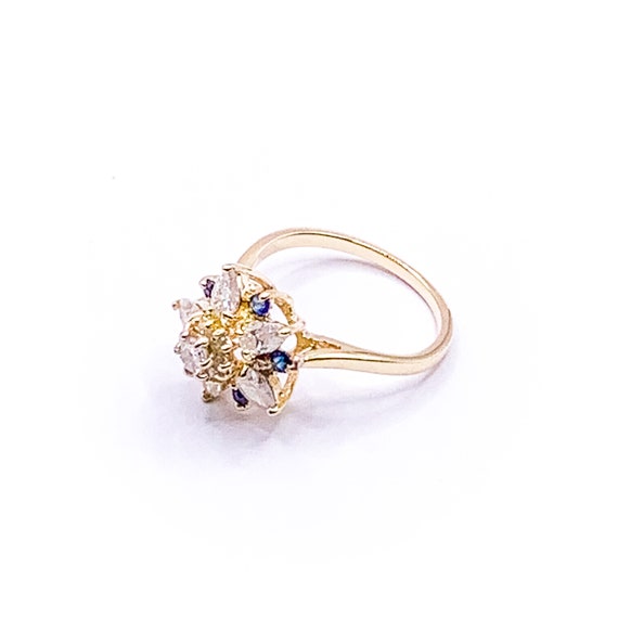 Vintage Pear Shape Diamonds and Sapphires 14k Yel… - image 2