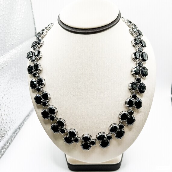 Estate two row Sterling Silver and Onyx Necklace