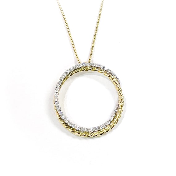 David Yurman 18k White and Yellow Gold Crossover Diamond Circle