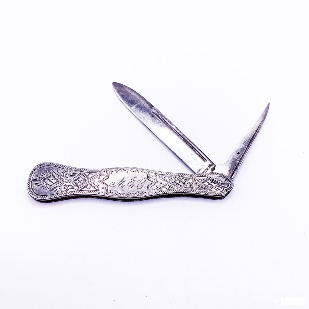 Sterling Silver Engraved Pen Knife Etsy