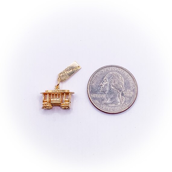 14k Yellow Gold San Francisco Trolly Charm - image 3