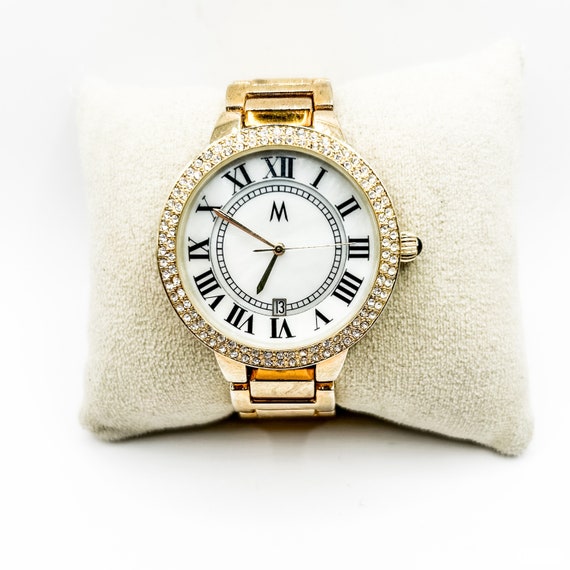 Estate Metropolitan Gold Tone Watch with Crystals