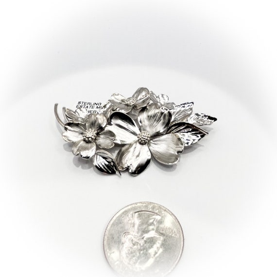 Sterling Silver Estate  Flower Brooch - image 2