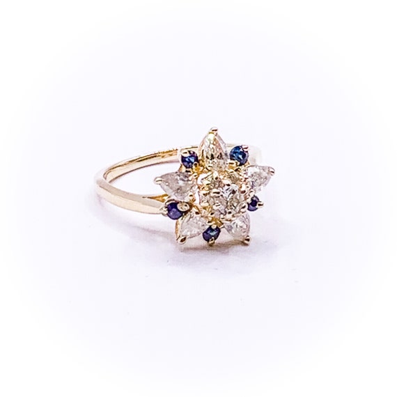 Vintage Pear Shape Diamonds and Sapphires 14k Yel… - image 1