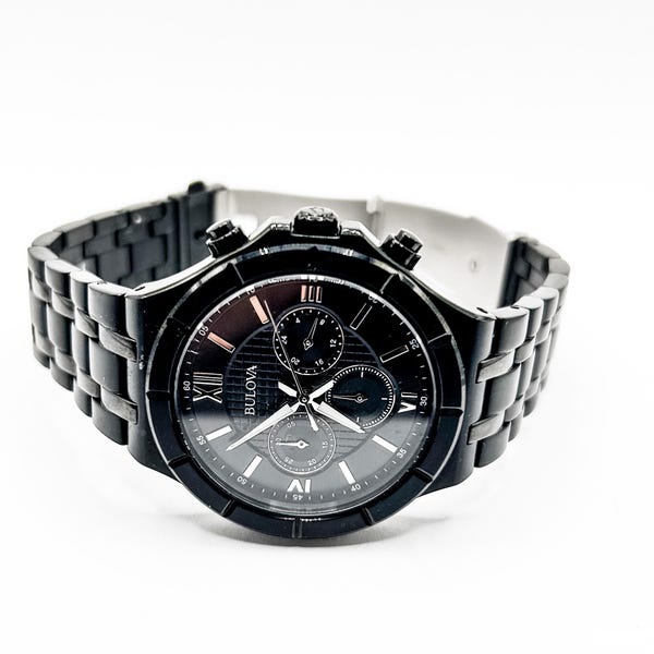 Bulova Black Chronograph  Mens Watch 98A242