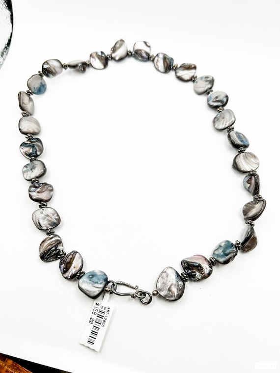 Estate Sterling Silver Necklace with Gray Pearl St