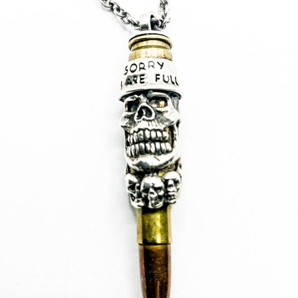 Bullet's for Peace Necklace Sterling Silver Chain