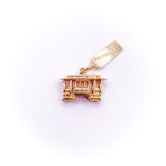 14k Yellow Gold San Francisco Trolly Charm - image 1