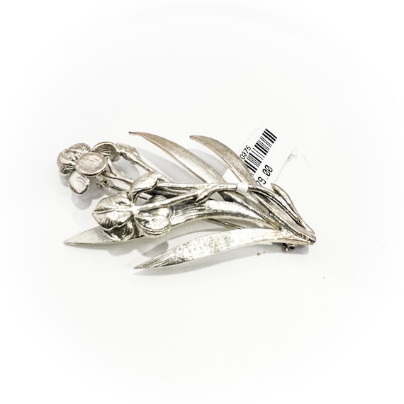 Sterling Silver Estate Floral Pin - image 1