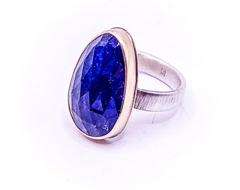 Jamie Joseph Sterling Silver and 14k Iolite Ring Size 11.5