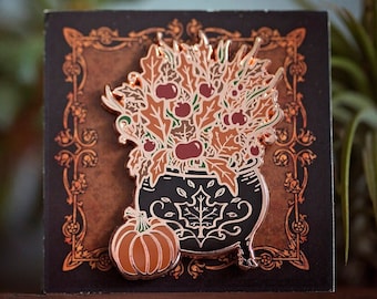 Mabon Witch's Cauldron Enamel Pin | copper plated push pin | pumpkin fall autumn equinox | esoteric occult witch coven pagan | Pickety Witch