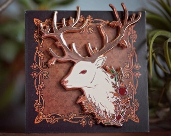Mabon Stag Enamel Pin | copper plated push pin | harvest fall autumn equinox | deer buck | esoteric occult witch coven pagan | Pickety Witch