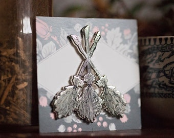 Power of Three Enamel Pin | silver plated push back pin | witchy magic broomstick brooms art | sabbath coven esoteric occult | Pickety Witch