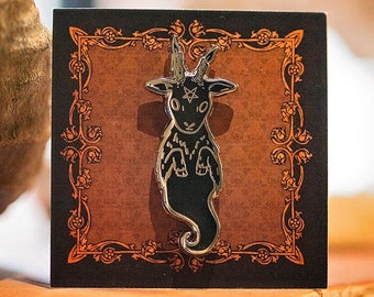 Halloween Edition ** Baby Goat Ghost Enamel Pin | silver plated push pin | esoteric occult pentagram | sabbath witchy coven | Pickety Witch