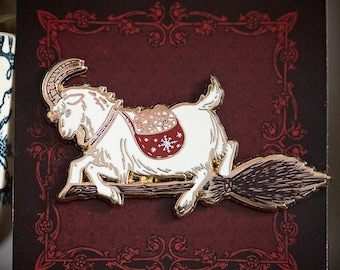 Yule Edition ** Julbock White Goat Enamel Pin | silver plated push pin | rune runic Norse Iceland yuletide pagan heathen asatru witch goats