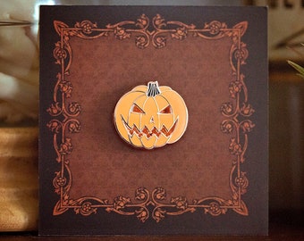 Halloween Edition ** MINI Jack-o-Lantern Enamel Pin | copper plated push pin | evil trick-or-treat pumpkin | All Hallows Eve | Pickety Witch