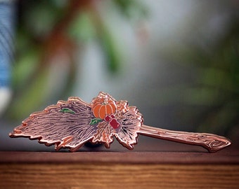 Mabon Witch's Broom Enamel Pin | copper plated push pin | harvest fall autumn equinox | esoteric occult witch coven pagan | by Pickety Witch