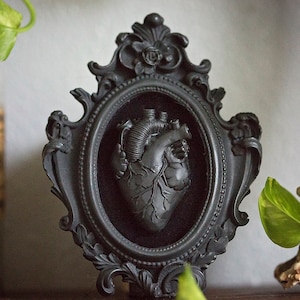 Miniature Black Heart Wall Art | handmade resin wall sculpture | Victorian goth home decor | anatomical human heart | Beautifully Deceased
