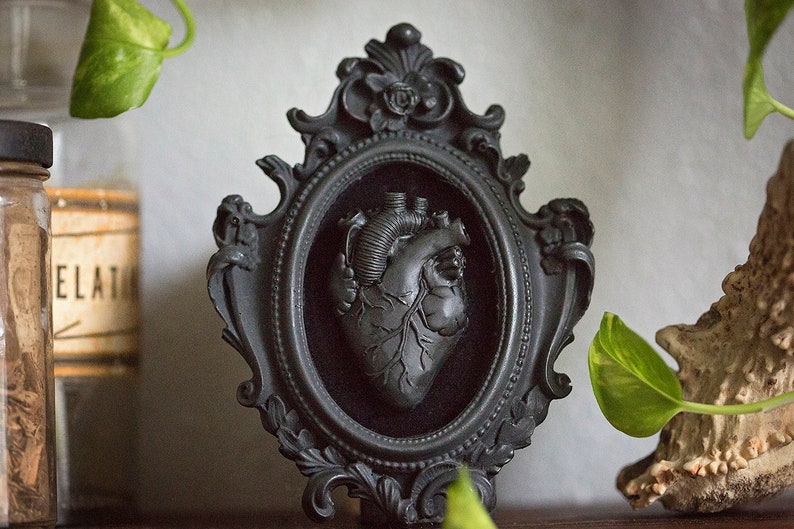 Black Heart Wall Art | handmade resin wall sculpture | Victorian goth home decor | anatomical human heart | Beautifully Deceased - Madame L 