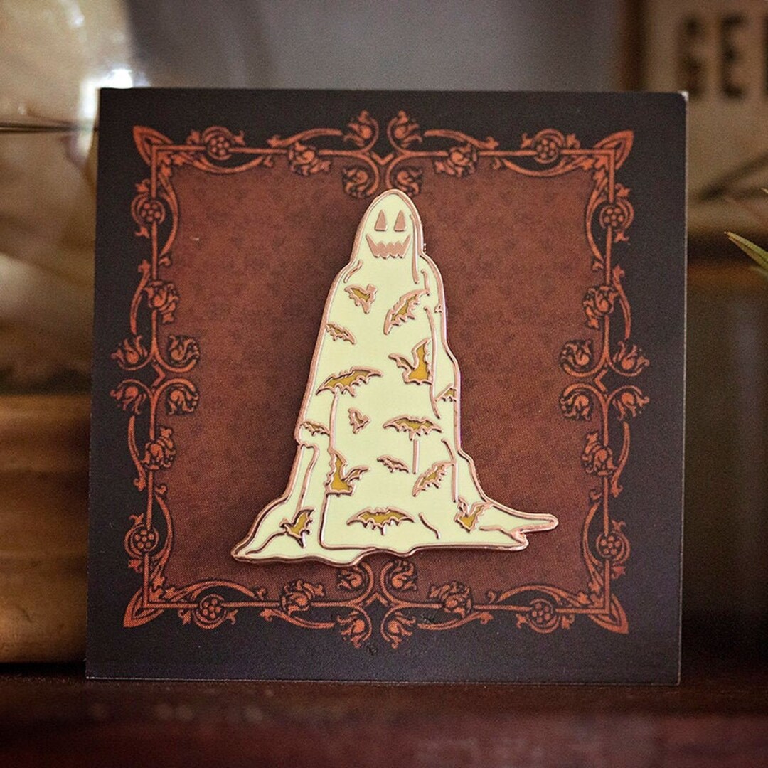 Halloween Edition ** Sheet Ghost Enamel Pin | Copper Plated Push Pin ...