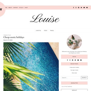 Louise Responsive WordPress Theme For Bloggers - Wordpress Blog - Feminine - Fashion - Food - Lifestyle - Wordpress Template - Download