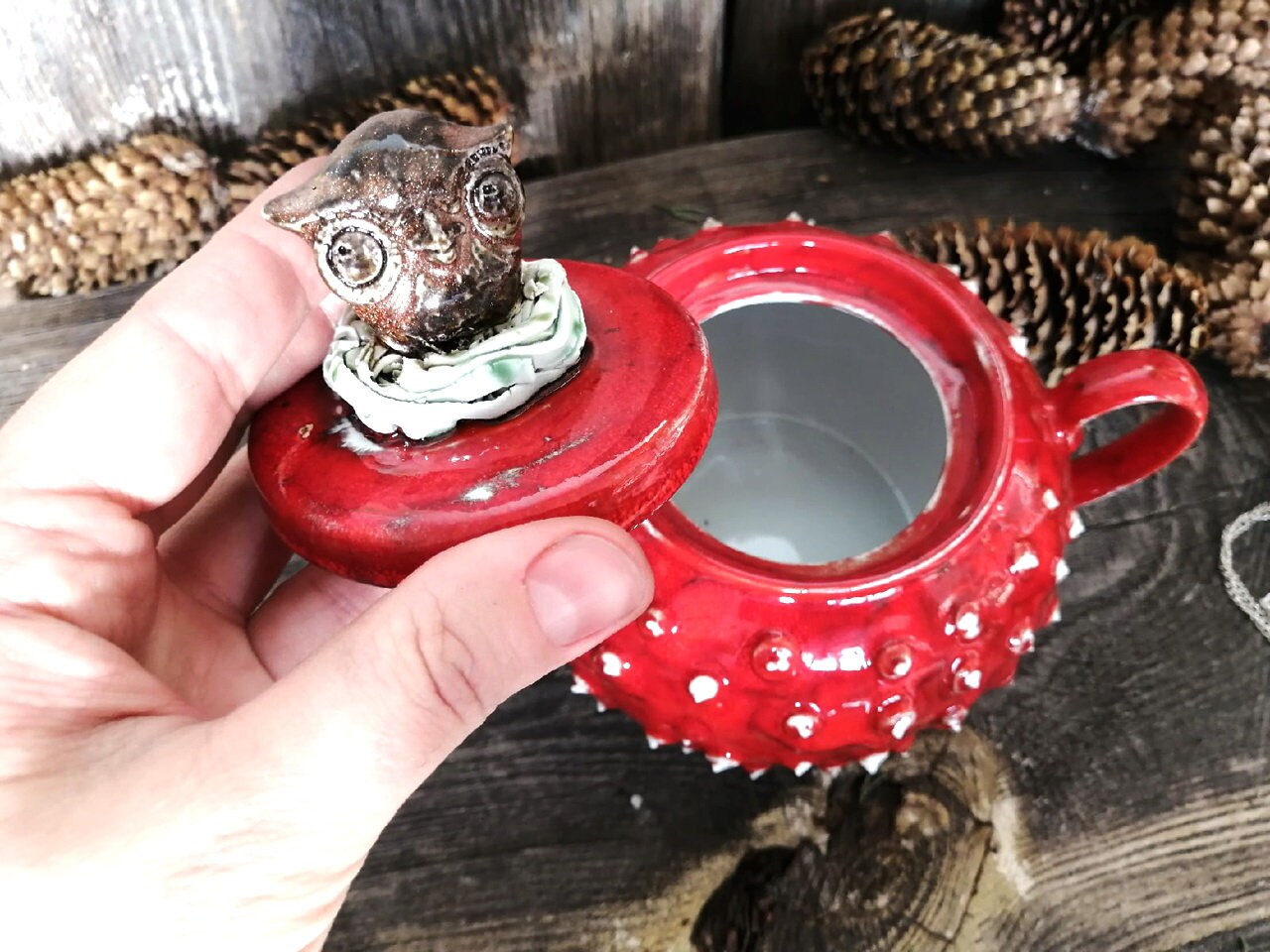 Red collectible tea pot handmade teapot Etsy