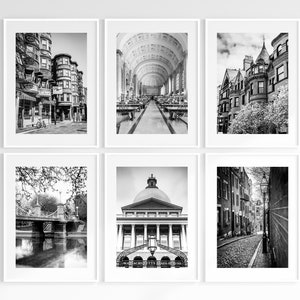 Boston Gallery Wall - SALE 30% OFF Set of Six Prints, black and white Photography - New England Historic Photography, Fine Art Prints