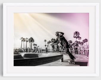 Venice Beach, Skateboard photo, Skateboard Print 2, Skateboard Wall Art, black and white Los Angeles, California, Venice Skatepark