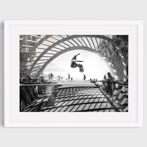 Skateboard Poster, Venice Beach, Skateboard Wall Art, Skateboard print, black and white Los Angeles, California, Venice Skatepark