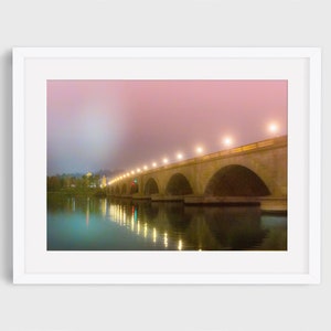 Fotografía de Washington DC, Impresión de arte de DC, Puente conmemorativo al atardecer, Fotografía de DC, Foto capital,