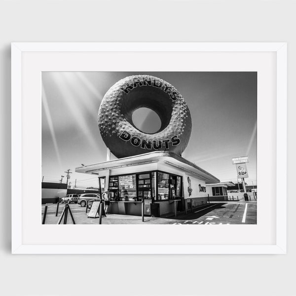 kitchen print, Randy's Donuts black and white Photograph - Los Angeles Iconic Photography,  Wall Art Print,  Fine Art Print, Urban Landscape