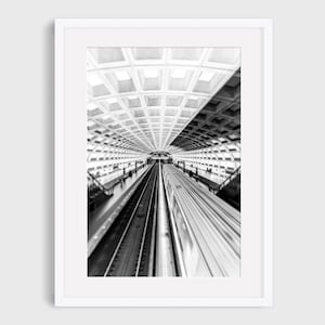 Washington DC Kunstdruck, Schwarzweiß-Fotografie, U-Bahn, Urban Travel Art, U-Bahn "Metro Center"