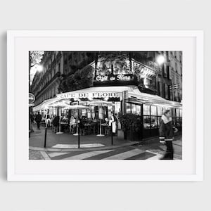 Parijs fotografie - Cafe De Flore, Saint-Germain, Parijs Home Decor, kunst aan de muur Parijs, reizen Fine Art foto, Parijs Cafe foto