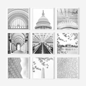 Washington DC Gallery Wall, DC Wall Art Set, DC Photo prints, Square Prints, Set of 9, Capital Gift, Monuments