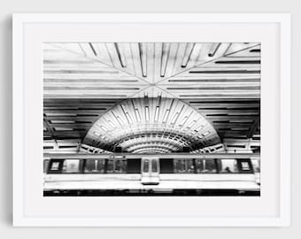 Washington DC Art Print, Black and White Photography, DC Metro, Train Print, Subway Print "Metro Center"