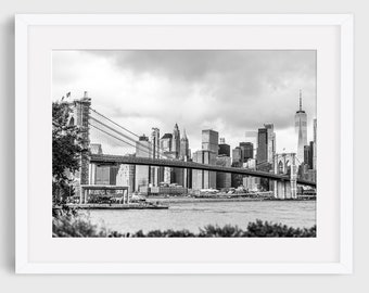 New York Photography, Manhattan, Downtown NYC Skyline, New York City, NYC, Brooklyn Bridge en Carrousel, New York City Gift, New York decor