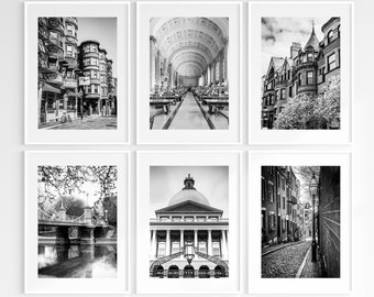Boston Gallery Wall - SALE 30% OFF Set of Six Prints, black and white Photography - New England Historic Photography, Fine Art Prints