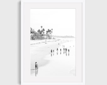 Fotografía de playa, #13, decoración costera, impresión de playa en blanco y negro, arte de la pared de la playa, foto de California, decoración de la casa de la playa, foto del océano,