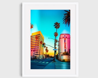Los Angeles Fotografie, Kalifornien Fotografie, LA Sonnenuntergang, LA Stadtfoto, Santa Monica, Los Angeles Wandkunstdruck, Straßenfotografie