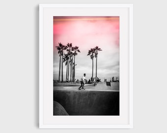Skateboard Print, Venice Beach, Skateboard Wall Art, Skateboard print, black and white Los Angeles, California, Venice Skatepark