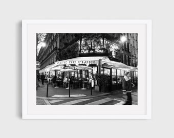 Paris Photography - Cafe De Flore, Saint-Germain, Paris Home Decor, Paris Wall Art, Travel Fine Art Photograph, Paris Cafe Photo