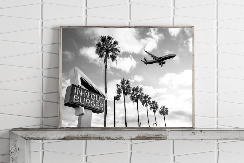 Black and White Los Angeles Innout Burger Print Wall Art Etsy