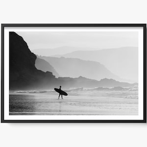 Fine Art Black and White Surf Print, Surfer Coastal Ocean Wall Art, Beach Surf Inspired, Minimalist Fine Art Photography, Beach Home Decor