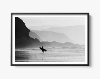 Fine Art Black and White Surf Print, Surfer Coastal Ocean Wall Art, Beach Surf Inspired, Minimalist Fine Art Photography, Beach Home Decor